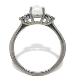 Platinum 1.13 Carat Genuine Natural Moonstone and Blue Sapphire Ring (#J7170)