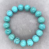 Genuine Natural Turquoise Bead Bracelet w/ Large Round 12mm Beads Elastic #J7550