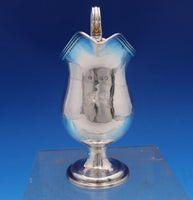 English Georgian Sterling Silver Creamer w/Family Crest Arm Flag Griffin (#8447)