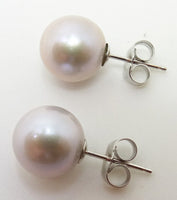 14K Gold 8.55Mm Grey Pearl Stud Earrings (#J3388)