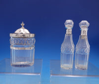 English Georgian Sterling Silver Cruet Set 7pc w/ Stand Pierced Footed (#6997)
