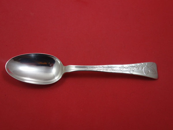 Lap Over Acid Etched by Tiffany Sterling Place Soup Spoon w/Raspberries 7"