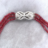 14k White Gold 163 Carats Genuine Natural Ruby Bead Necklace (#J5340)