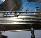 Danish .833 Silver Sculpture Ship with Three Masts Sails Wire Wood Base (#5402)