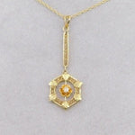 14k Yellow Gold Victorian Genuine Natural Diamond Lavaliere Pendant (#J1916)