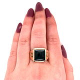 10k Yellow Gold Men's Square Genuine Natural Bloodstone Ring Jewelry (#J5676)