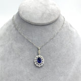 14k White Gold Genuine Natural Diamond Deco Style Pendant with Chain (#J7301)