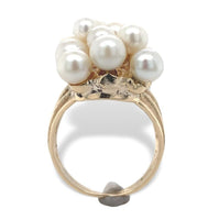 14k Yellow Gold Cocktail Ring with 16 Cultured Akoya Pearls Size 5.75 (#J7109)
