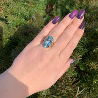 14k Yellow Gold GIA 11.95 Carat Fine Genuine Natural Aquamarine Ring (#J6508)