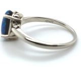 14k White Gold Australian .86ct Genuine Natural Black Opal Ring 5.75 (#J7397)