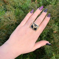14k Yellow Gold Men's Genuine Natural Black Onyx Ring with Eagle Size 14 #J6533