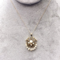 14k Yellow Gold Art Nouveau Pendant with Mississippi Pearls (#J6165)