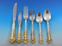 Medici Golden Accent by Gorham Sterling Silver Flatware Set 6 Service 39 Pieces
