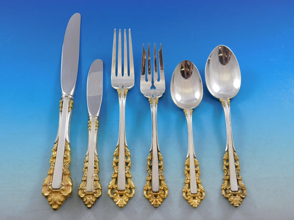 Medici Golden Accent by Gorham Sterling Silver Flatware Set 6 Service 39 Pieces