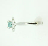 14k White Gold Sky Blue Genuine Natural Tourmaline and Diamond Ring (#J5041)