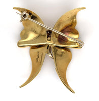 18k Gold Enamel Butterfly Pin with Diamond Accents Signed by Ruth Satsky #J6270
