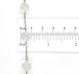 14k Gold Art Deco Genuine Natural Rock Crystal Bead Bracelet 7" Wrist (#J7033)
