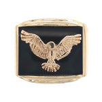 14k Yellow Gold Men's Genuine Natural Black Onyx Ring with Eagle Size 14 #J6533