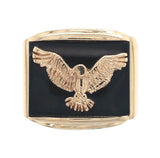 14k Yellow Gold Men's Genuine Natural Black Onyx Ring with Eagle Size 14 #J6533