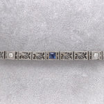 14k Gold Filigree Diamond Bracelet Art Deco 6 3/4" w/Lab-Created Sapphire #J6203