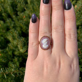 10k Yellow Gold Genuine Natural Agate Stone Cameo Ring Fine Carving (#J7058)