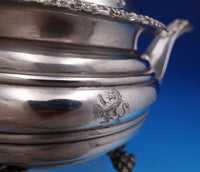 Gadroon by Unknown Silverplate Tea Pot w/ Chrysanthemum Finial Lion Feet (#8296)