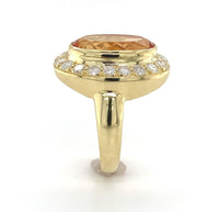 18k Yellow Gold Precious Imperial Genuine Natural Topaz and Diamond Ring #J6370