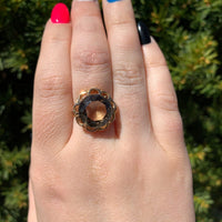18k and 14k Rose Gold Handwrought Genuine Natural Smoky Quartz Ring (#J6605)