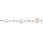 14k White Gold Art Deco Genuine Natural Rock Crystal Bead Bracelet (#J7032)