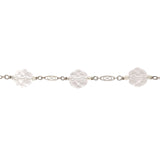 14k White Gold Art Deco Genuine Natural Rock Crystal Bead Bracelet (#J7032)