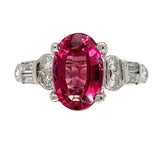 Platinum 1.92ct Pink Genuine Natural Tourmaline and Diamond Ring (#J7217)