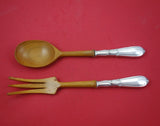 Troubadour by Frank Whiting Sterling Silver Salad Serving Set 2pc w/Wood 10 1/2"