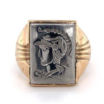 10k Yellow Gold and Silver Warrior Intaglio Men's Ring Size 8 Jewelry (#J5705)
