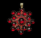 Genuine Natural Bohemian Garnet Pin Pendant Dated 1889-1914 w/ 14k Bail (#J7405)