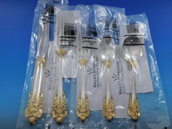 Grande Baroque Gold Accent by Wallace Sterling Silver Flatware Set 50 pc New Din