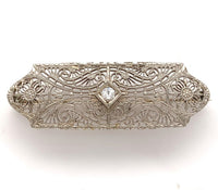 14k White Gold Genuine Natural Diamond Filigree Pin Jewelry (#J6273)