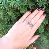 Art Deco Filigree 14k Gold Three Stone .80ct TW Genuine Natural Ruby Ring #J6390