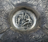 Dutch .833 Silver Ashtray with Figural People Chased Scrollwork 1.53 ozt (#6543)
