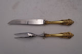 Grande Baroque Gold Accent by Wallace Sterling Steak Carving Set knife 11 1/8"