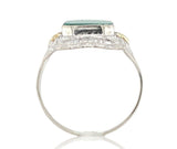 10k White Gold Filigree Ring with Genuine Natural Green Onyx w/ Accents (#J6598)