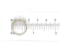 14k White Gold Genuine Natural Emerald Diamond 3-Stone Ring w/GIA Report #J6810