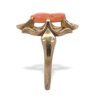 10k Yellow Gold Genuine Natural Coral Cameo Ring Size 6 Jewelry (#J7062)