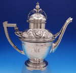 Medallion by Wood and Hughes 900 Coin Silver Coffee Pot Bright Cut 12 in (#7873)