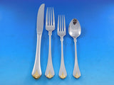Cara by Yamazaki Stainless Steel Gold Accent Flatware Service Set 61 pieces