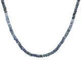 60 Carat TW Genuine Sapphire Ombre Faceted Bead Necklace with 14k Clasp (#J7237)