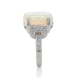 18k White Gold Large 6.88 Carat Genuine Australian Opal Diamond Ring (#J7009)