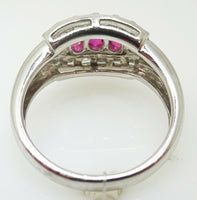 Fine Platinum Genuine Natural Ruby and Diamond Ring (#J3259)