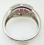 Fine Platinum Genuine Natural Ruby and Diamond Ring (#J3259)