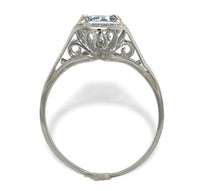 14k White Gold Filigree Deco .47ct Genuine Natural Aquamarine Ring Size 7 #J7155