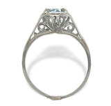 14k White Gold Filigree Deco .47ct Genuine Natural Aquamarine Ring Size 7 #J7155
